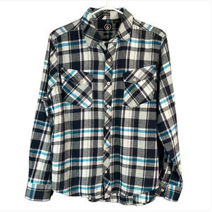 VOLCOM Mens Alaska Long Sleeve Plaid  Flannel Shirt Classic Fit Button Size M